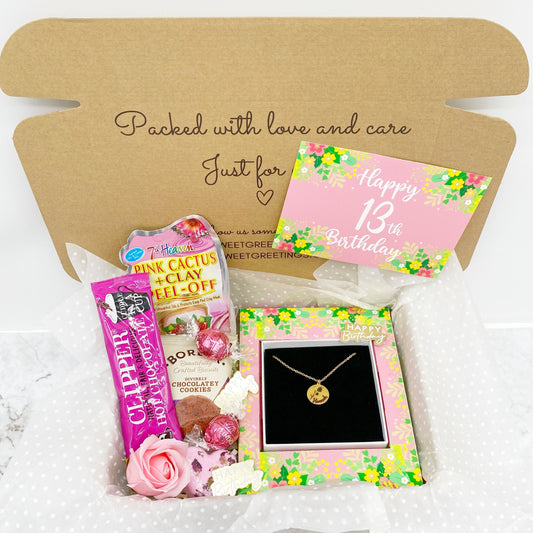 13th Birthday Personalised Name Engraved Treat Hamper Gift Box, Present, Postal, Spa, Treat, Isolation, Giftbox, For Her, Friend, Teenager