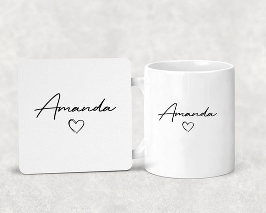 Personalised Name Mug, Coaster , Bestie, Birthday Gift, Thank you, Congratulations, Just Because, Pick me up, hug in a box, Gift Set