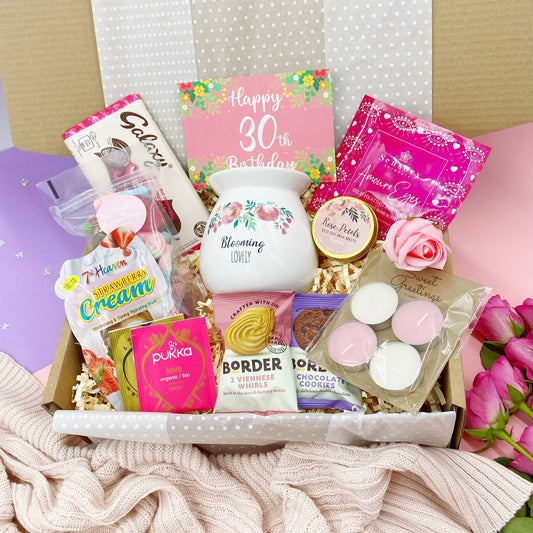 Happy 30th Birthday Pink Gift box - Pamper Hamper - Spa Kit - Care Package - Relaxation - De Stress - Gift For Her - Present - Wax Burner