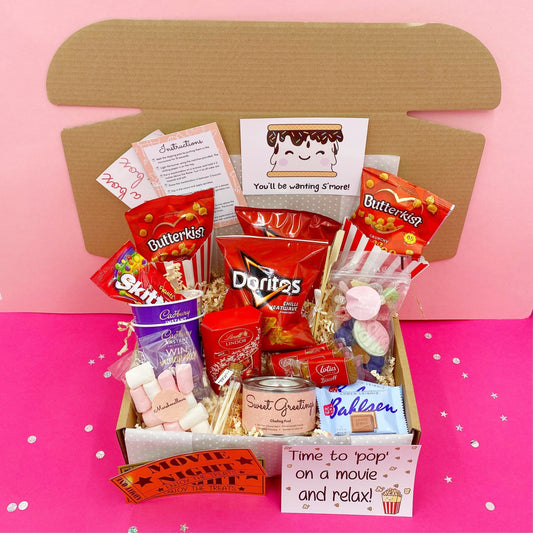 S'mores Movie Night Treat Box, Date Night, Cinema, Family, Couples, Popcorn, Sweets, Snacks, Pick & Mix, Pick Me Up, Birthday, Film, Gift