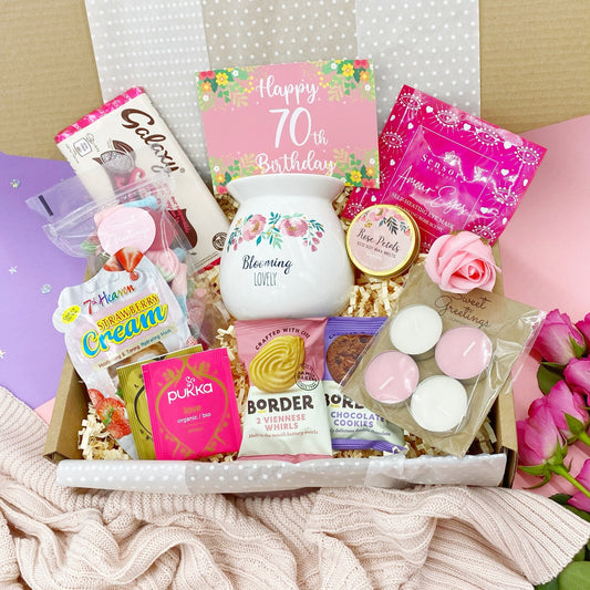 Happy 70th Birthday Pink Gift box - Pamper Hamper - Spa Kit - Care Package - Relaxation - De Stress - Gift For Her - Present - Lockdown