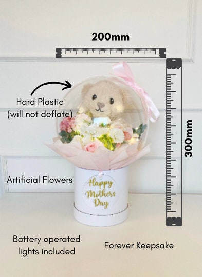 New Baby Acrylic Bobo Balloon Artificial Flower Bouquet, Floral, Gift for New Mum, Hat Box, Congrats, New Baby, Baby Shower, Boy, Girl