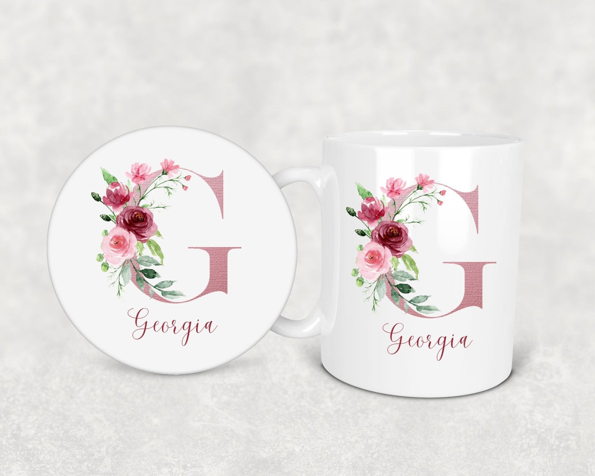 Personalised Initial Name Mug Coaster Set Mother s Day Gift