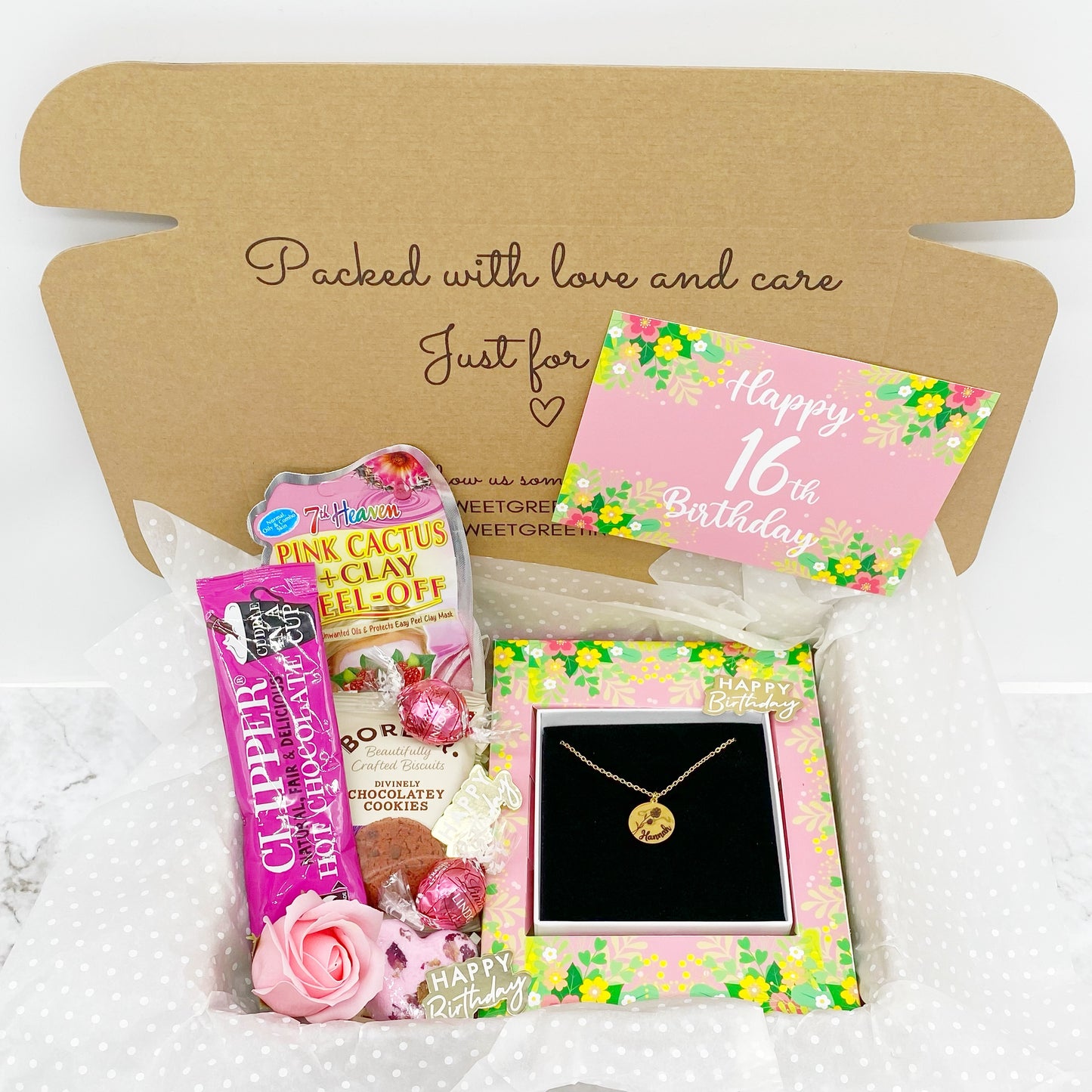 Happy 16th Birthday Personalised Name Engraved Treat Hamper Gift Box